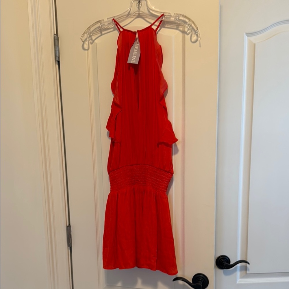 Red Ruffled Tiered Halter Sundress - Picture 3 of 6